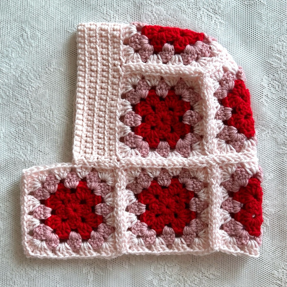 Granny Square Crochet Balaclava - Valentine’s Day - Picture 2 of 2